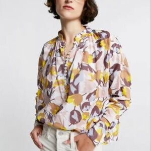 KAREN WALKER - Designer Organic Cotton Shirt - Tulip Print - USA 2 / NZ 8